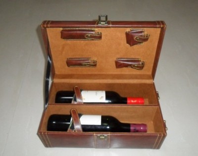 雙支紅酒皮盒價格_定做帶酒具紅酒木盒 高檔精品木盒 福州木盒廠現貨雙支紅酒皮盒.