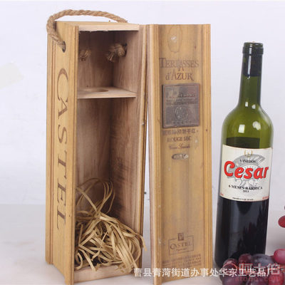 華東工藝品廠新品 曹縣紅酒木盒HD-222復古抽拉式單只裝葡萄酒禮盒
